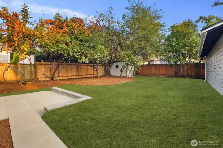 Backyard freshly landscaped and lots of room for play!