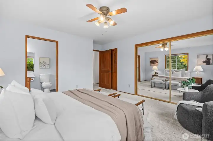 Unwind at the end of the day in this master bedroom, complete with a three quarter bath for added convenience.