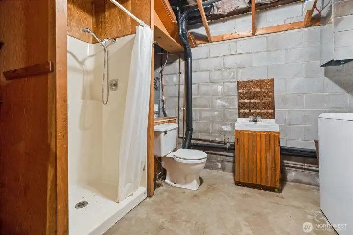 3/4 Bathroom in Unfinished Basement