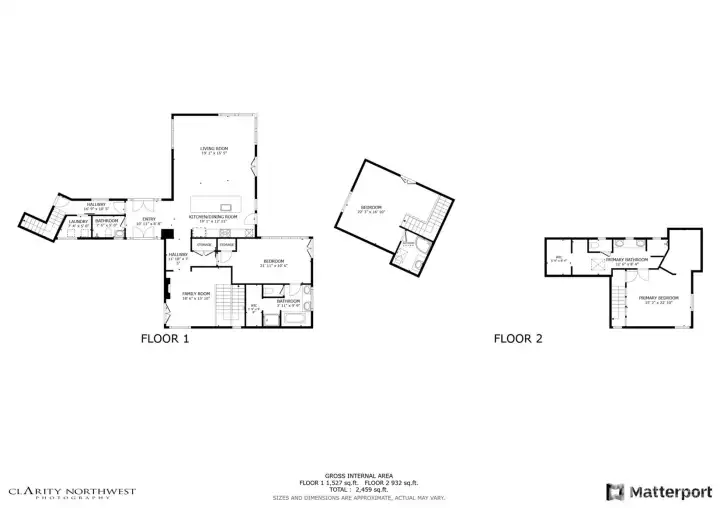 Floor plans show location of bedrooms.