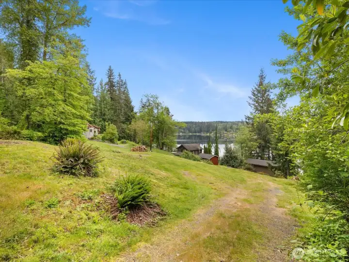 The property has level areas for parking, RV or boat.