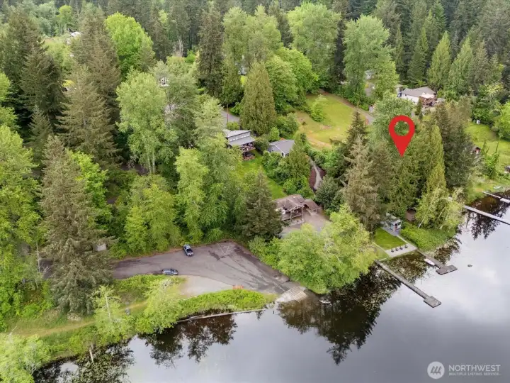 The public boat launch is near the cabin.