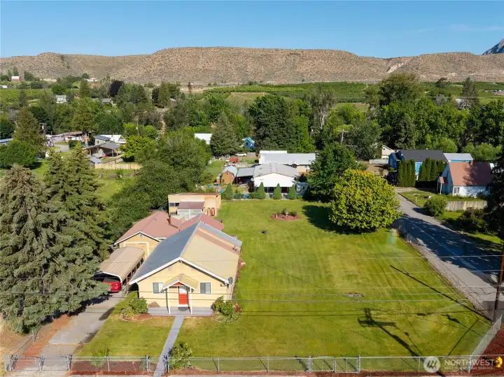Aerial view - several outbuildings