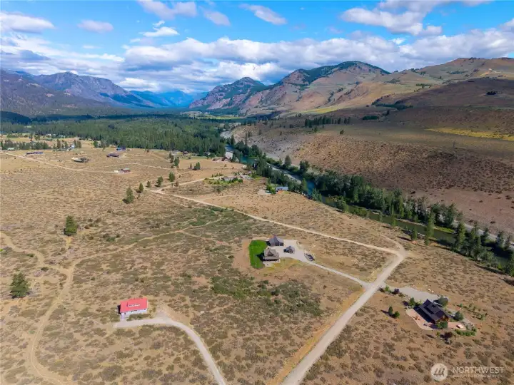 Up Valley view and Ski Trail to the left of the home. (Red roof)