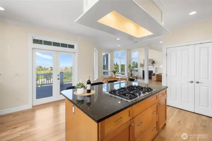 Kitchen with easy access to the large deck for entertaining.