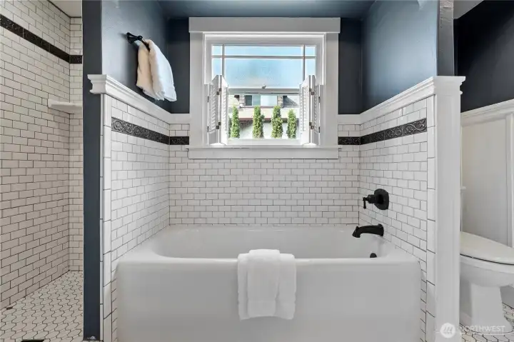 Separate tub and shower