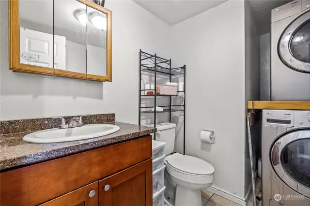 1/2 bath with laundry, occupied unit