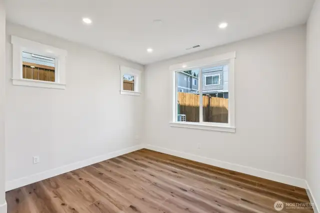Large, lighted filled dining room