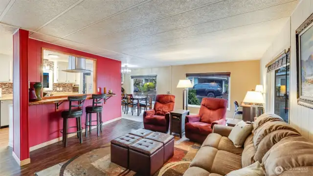 Large living room with picture windows