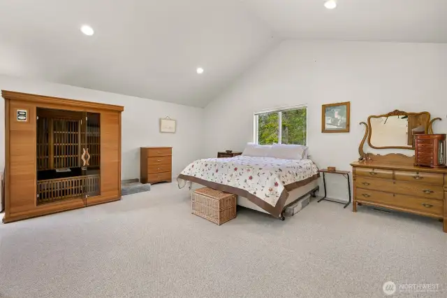 Huge loft has sauna, desk area, and full en-suite bath with walk-in closet