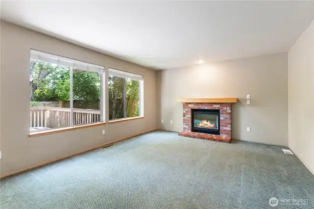 Family room with fireplace