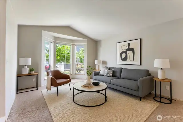 Living room, virtually staged