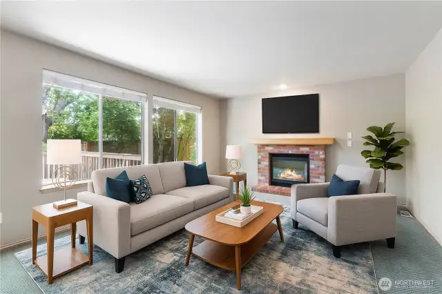 Family room, virtually staged.