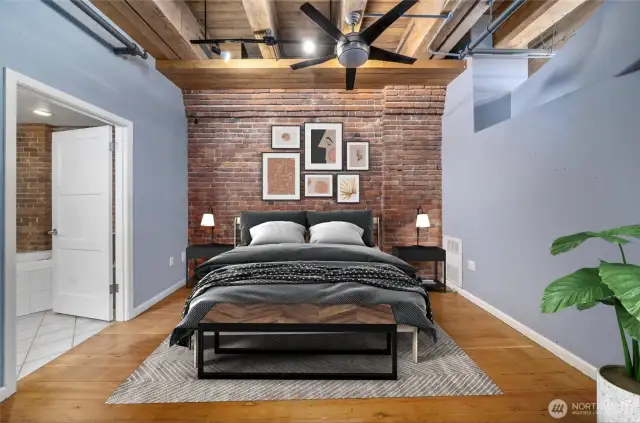 Primary bedroom, staged virtually