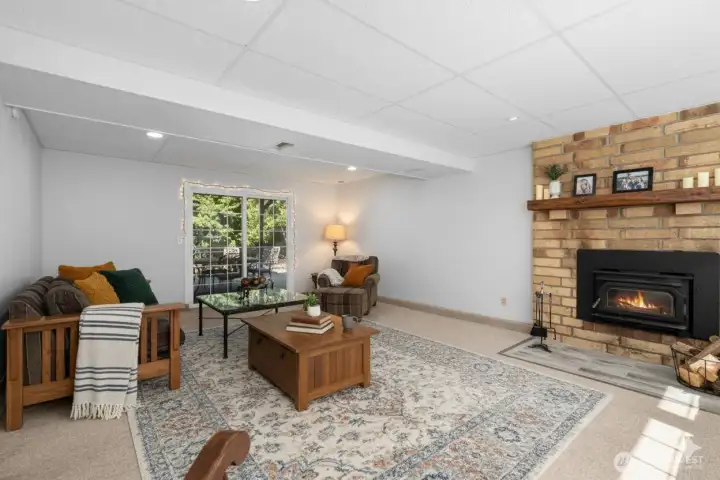 Cozy Family room leads out to backyard