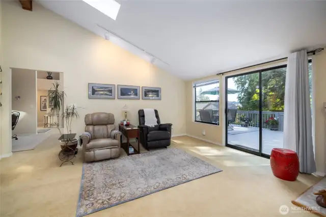 Living room leads into the great room