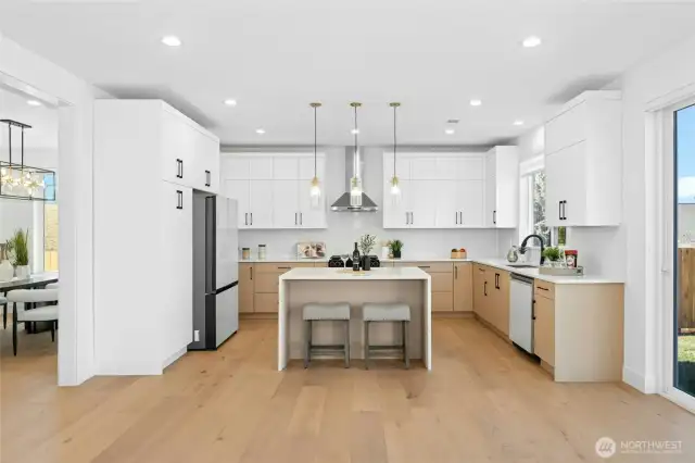 Quartz counters with backsplash