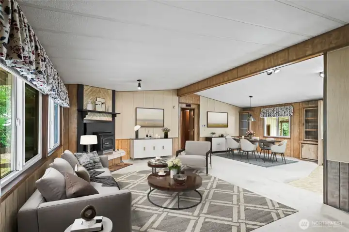 Living + Dining_Virtually Staged