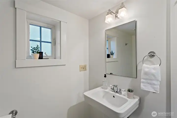 Lower level bathroom has a generous storage closet and large shower, so convenient!