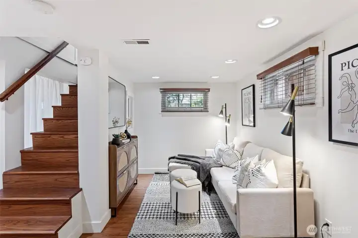 A room off the primary suite makes for a fantastic media room, office or nursery.