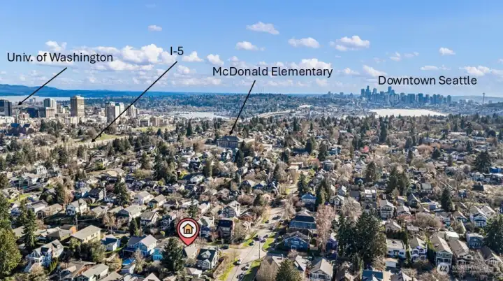 University of Washington, McDonald Elementary and Downtown Seattle.