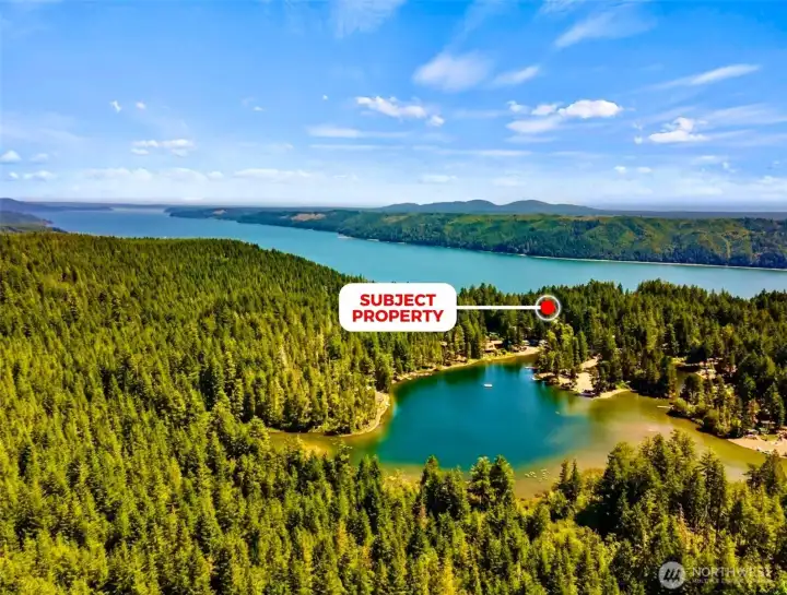 Stetson Lake with Hood Canal in the background.