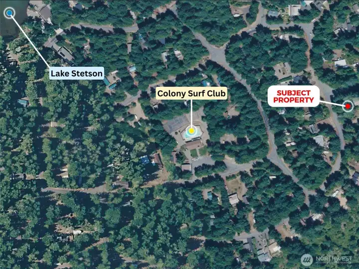 Relation of subject property to Community Building and Lake Stetson