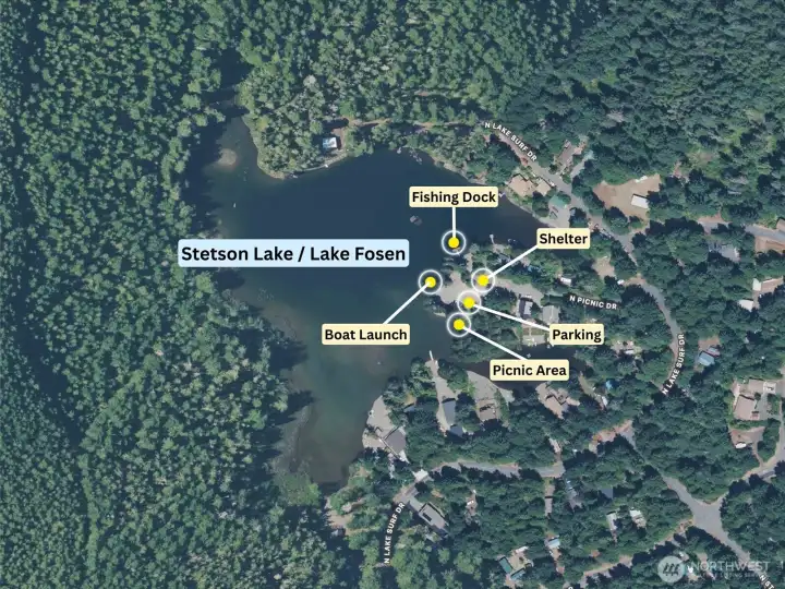 Overhead view of Stetson Lake.