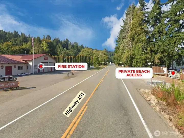 Private beach and boat launch.