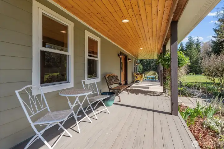 Trex Decking material for front patio and siding is Hardie plank.