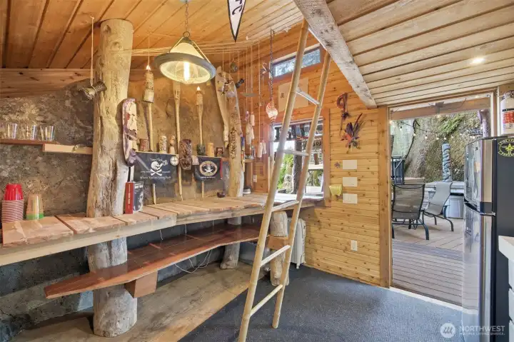 Tiki Bar with custom wave countertop.