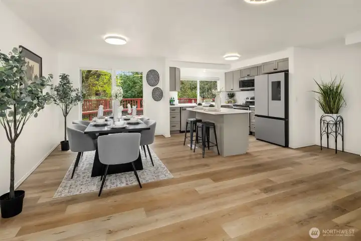 Large Open Kitchen/Dinng and Living Space
