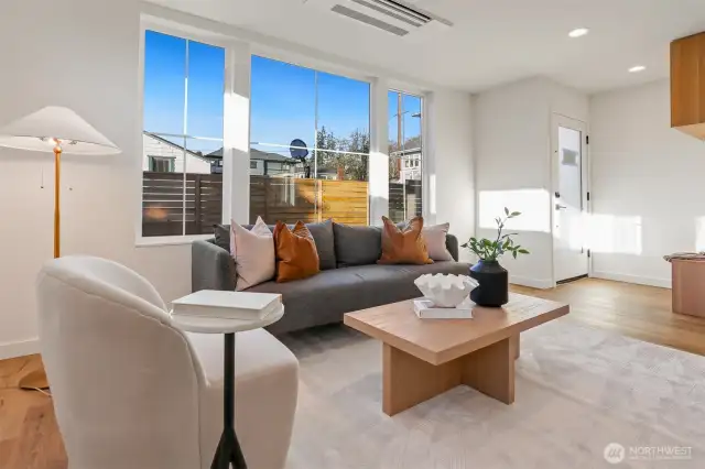 Cozy Living Room with Oversized Windows