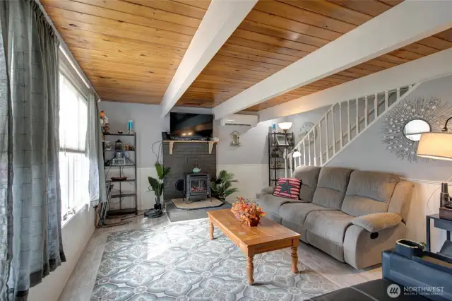 Cozy living room with propane stove