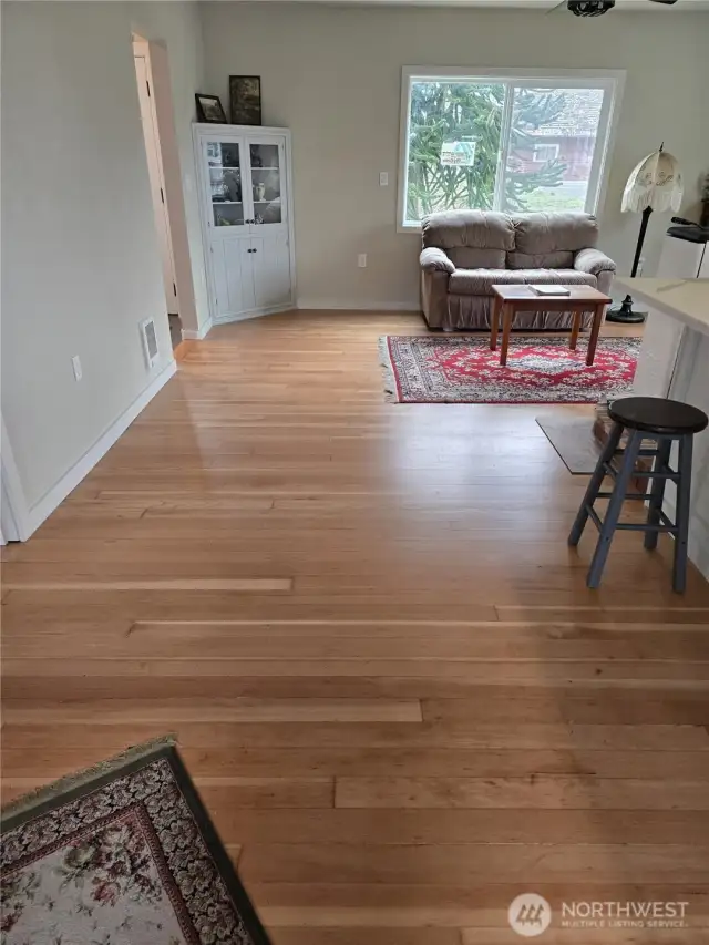 Refinished fir floors.
