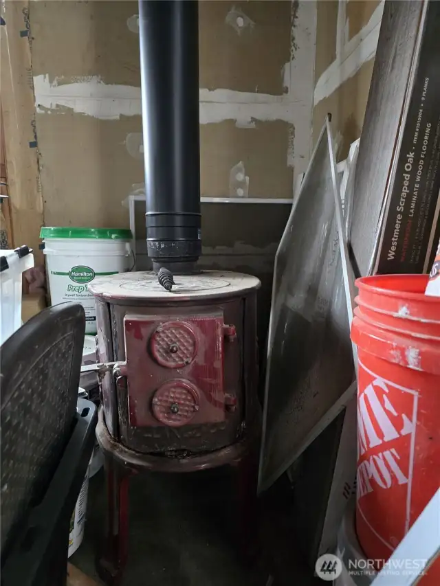 Wood stove in bonus room