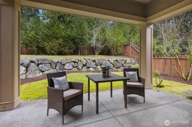 Fully fenced, private backyard.