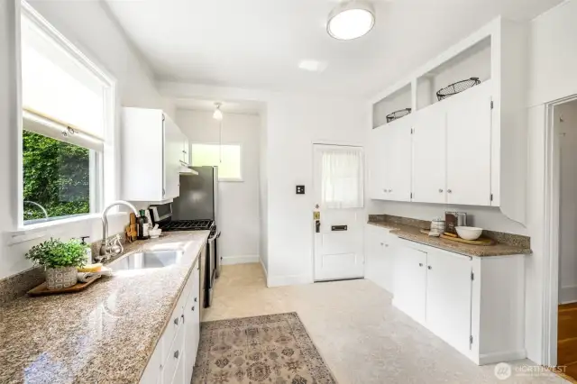 The kitchen has something new and something old.