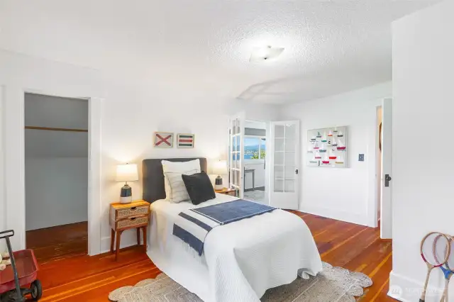 Just as spacious as the other upstairs bedroom, with the same warm fir floors.