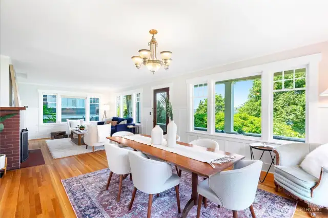 The verdant vistas and rich, warm wood floors compliment each other perfectly.