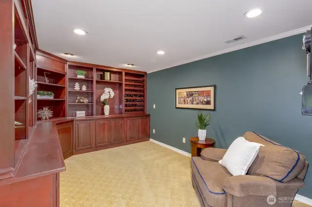 Study area on the other side of the staircase.