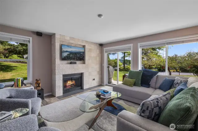 Wood Burning Fireplace with Italian Stone Tiling