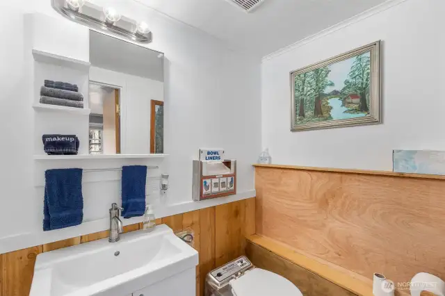 Eco-friendly powder room with Incinolet incinerator toilet