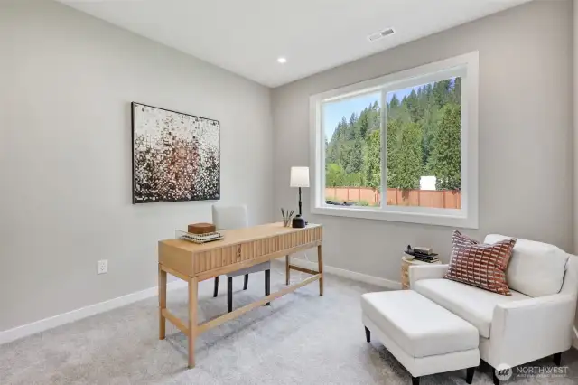 Main floor bedroom that can be used as an office. Previous built Peak house. Finishes may be different.
