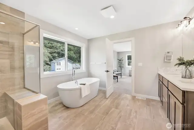 Primary bath. Previous built Peak house. Finishes may be different.