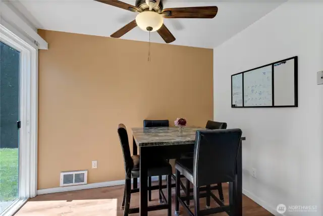 Dining Room with sliding glass door to backyard.