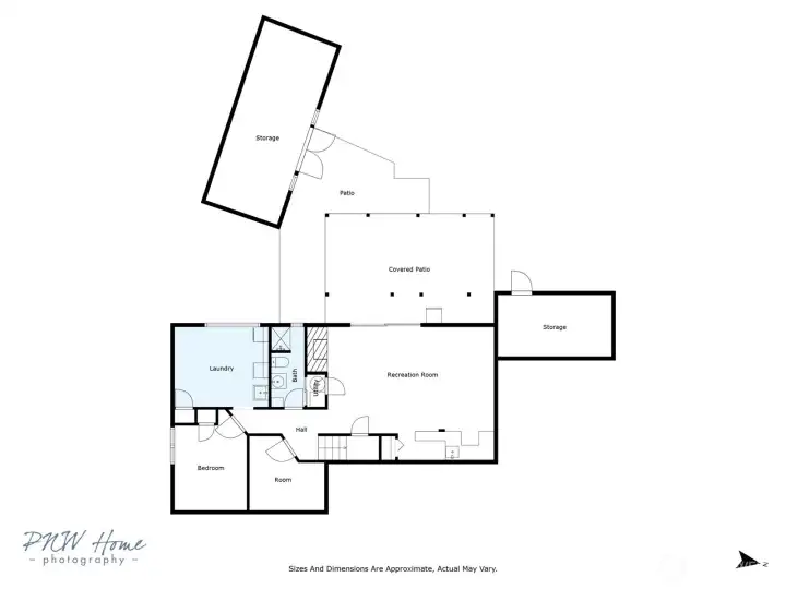 Lower level floor plan w/shed