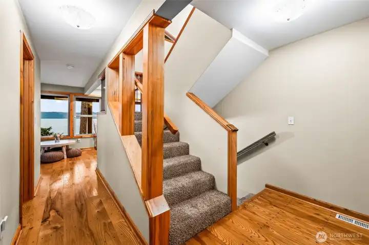 Stairwell. Floors & millwork is from locally sourced wood.