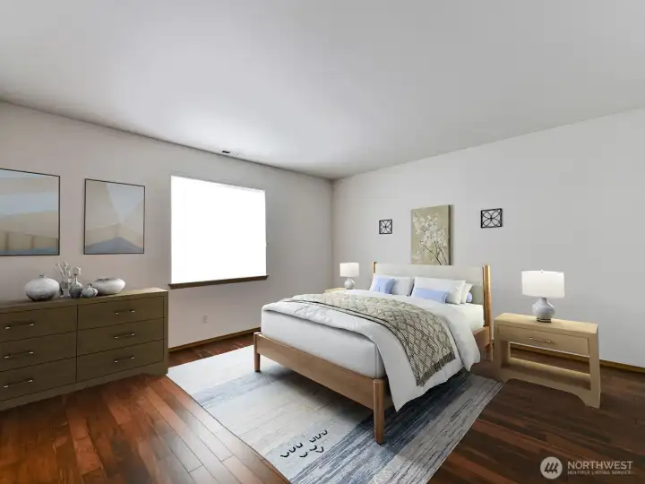 Primary Bedroom Virtually staged.