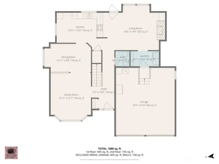 Main-floor Floorplan - measurements are approximate; see the assessor's site for more accurate data.